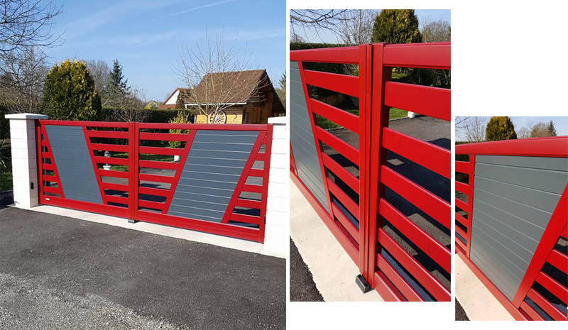 Portail aluminium rouge